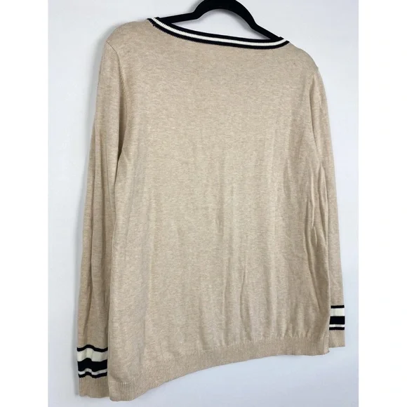 Talbots Womens 100% Cotton Fox Novelty Sweater L Tan Preppy Twee Crewneck - Picture 6 of 8